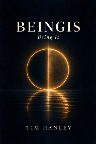 BEINGIS cover: a golden ring of light split by a vertical beam, reflected on dark water